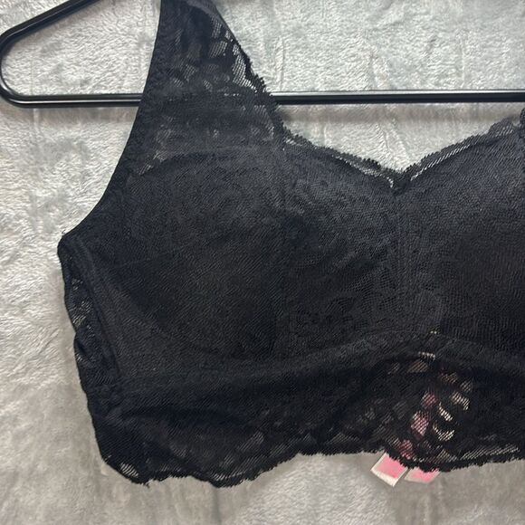 Victoria’s Secret Pink Black Lace Pushup Wireless Around Neck Detail Size Small - Picture 4 of 8